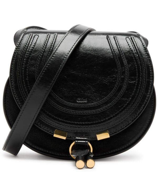 CHLOE New Season Marcie small glossed leather saddle bag