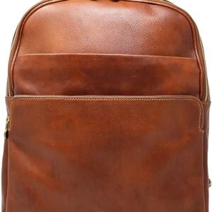 Floto Corsica Italian Leather Laptop Backpack Knapsack Satchel Shoulder Bag, Tobacco Brown, L, Corsica Backpack